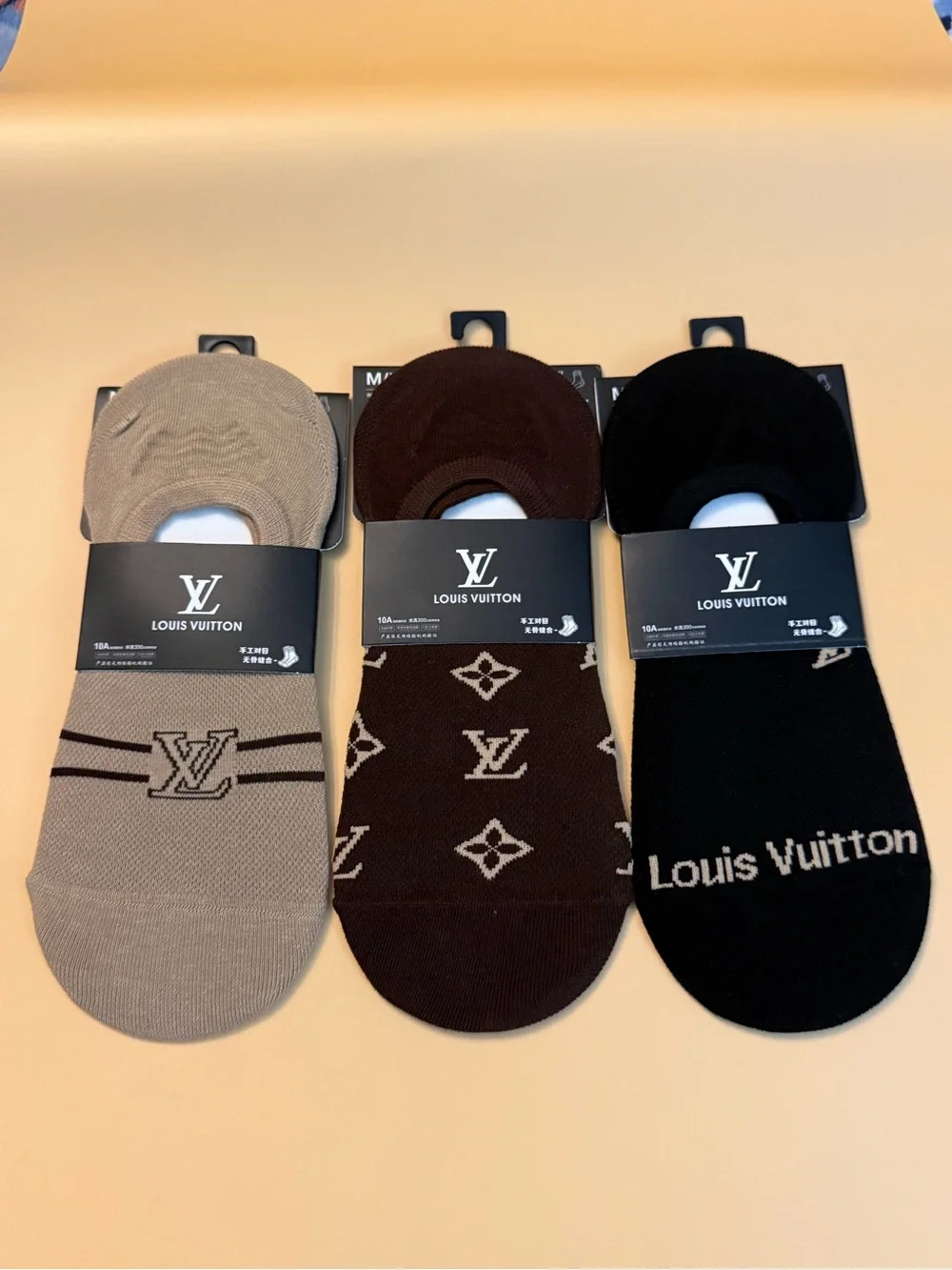 Designer No-Show Socks Black, Brown, Beige small-medium 3 pairs low cut New